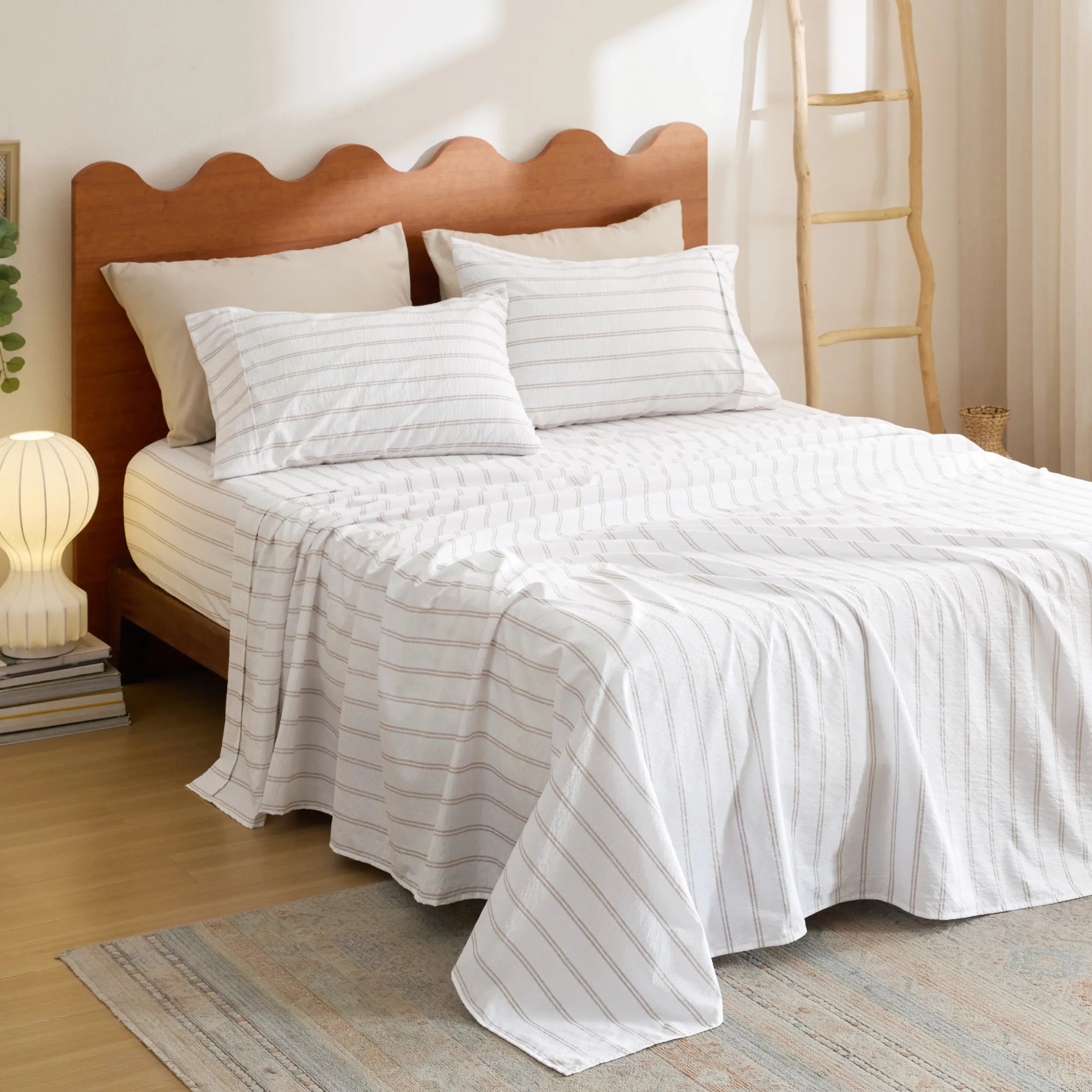 Cotton-Like Striped Sheet Sets - Image 2