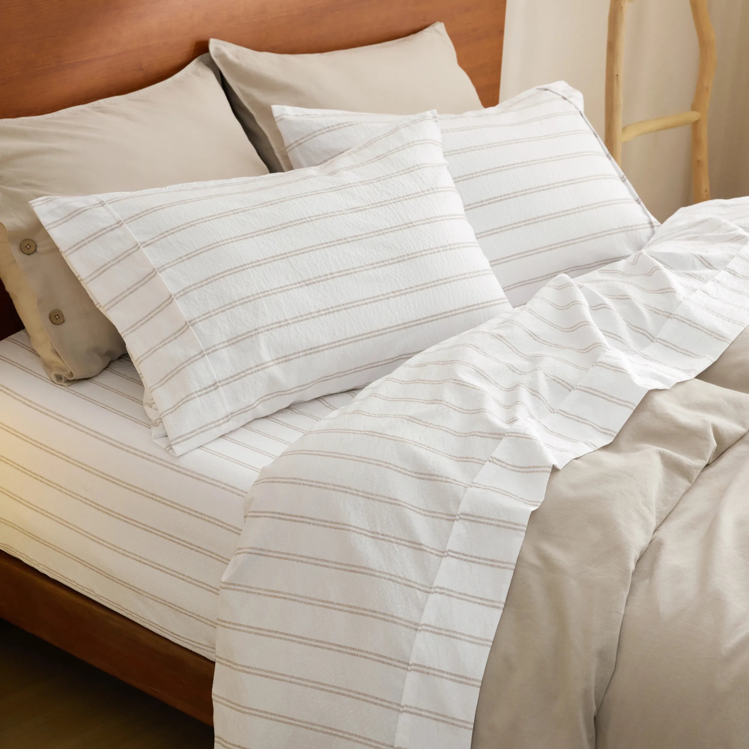 Cotton-Like Striped Sheet Sets - Image 3