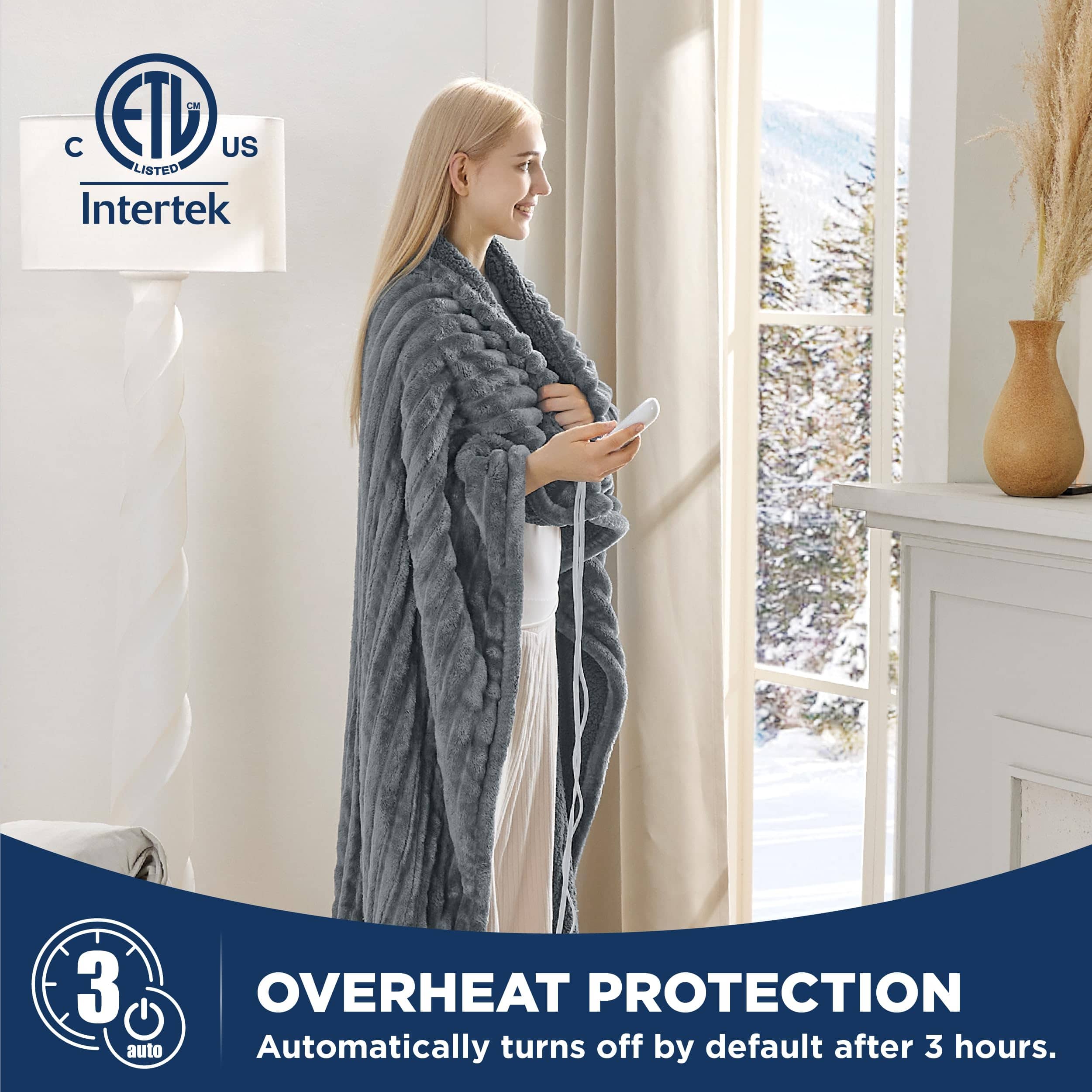 Striped Flannel Heated Blanket - Image 5