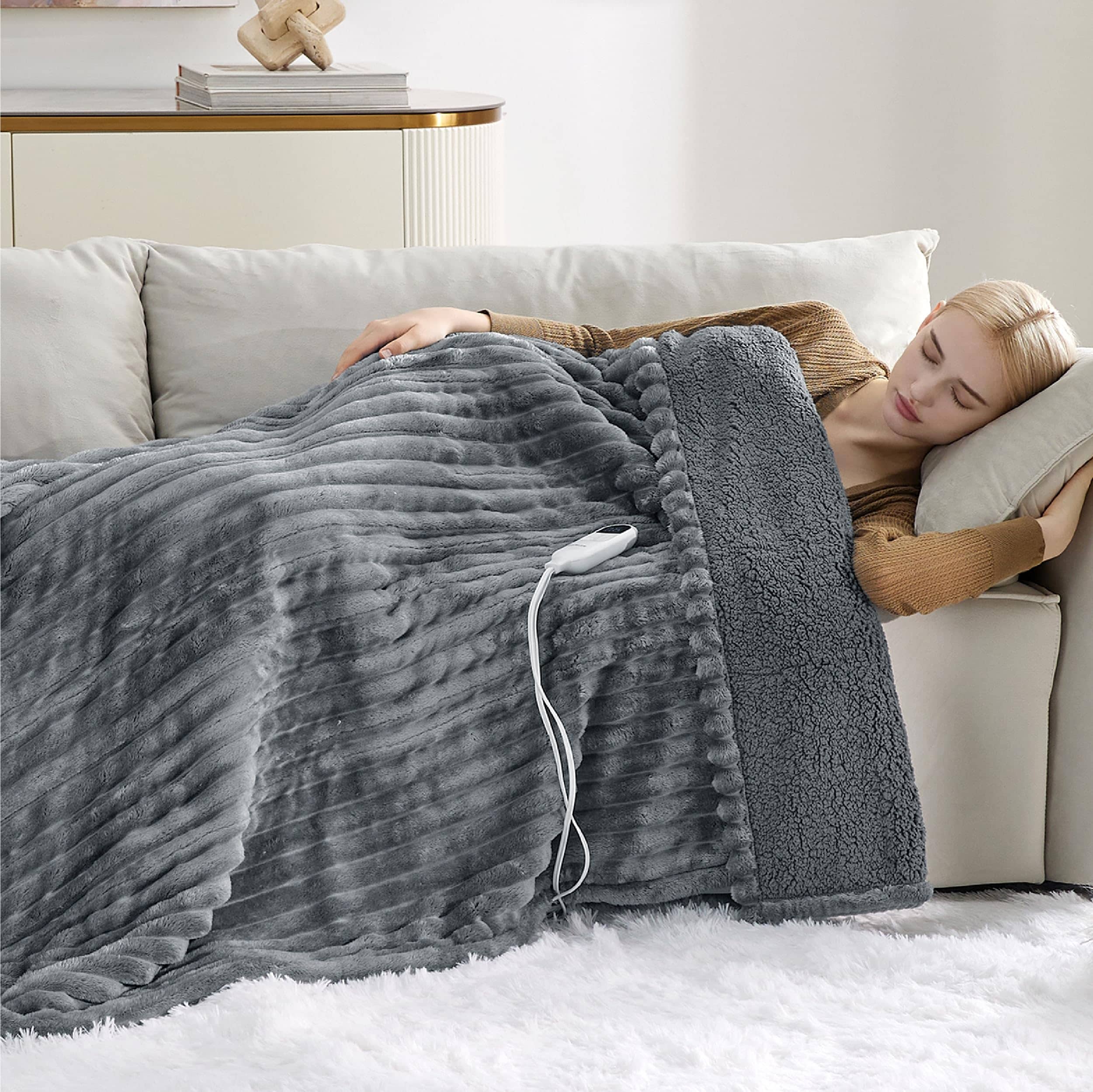 Striped Flannel Heated Blanket - Image 2
