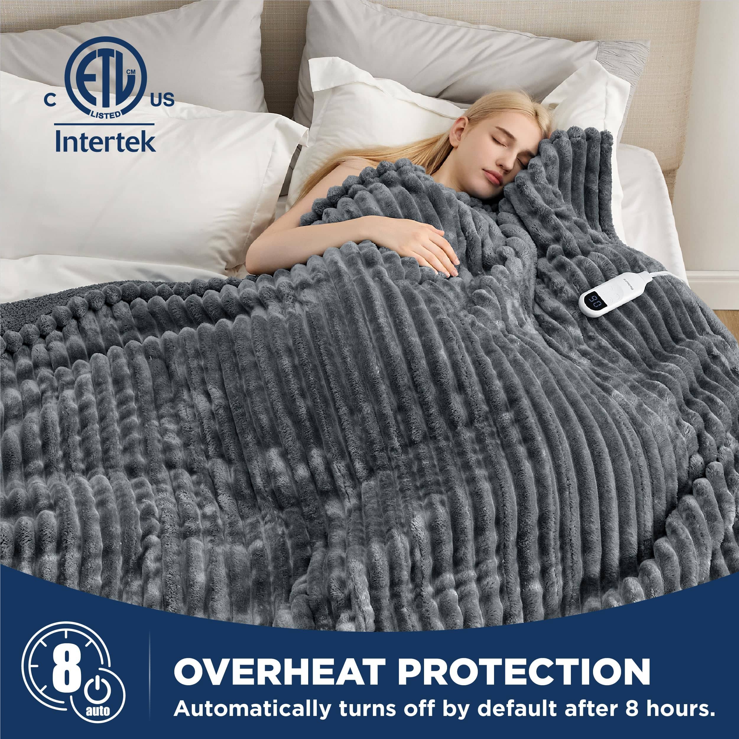 Striped Flannel Heated Blanket - Image 8