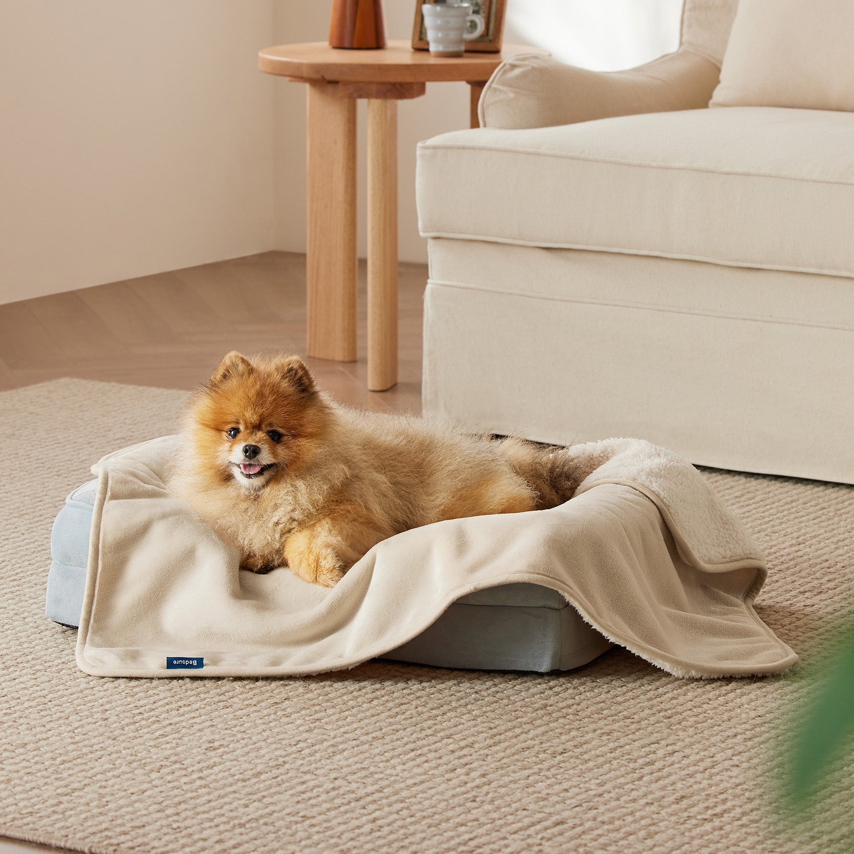 Reversible Sherpa and Microfiber Fleece Dog Blanket - Image 2