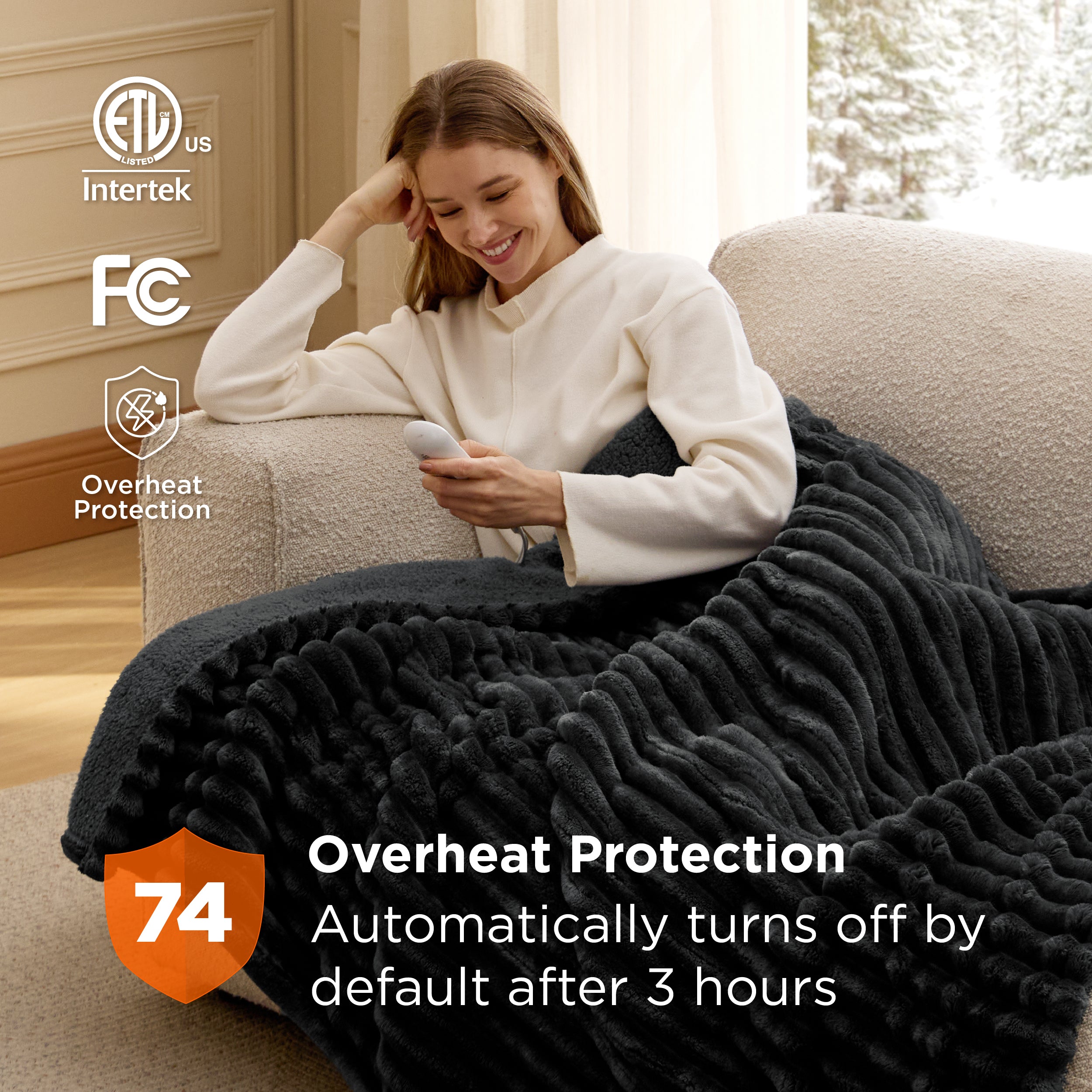 Striped Flannel Heated Blanket - Image 28