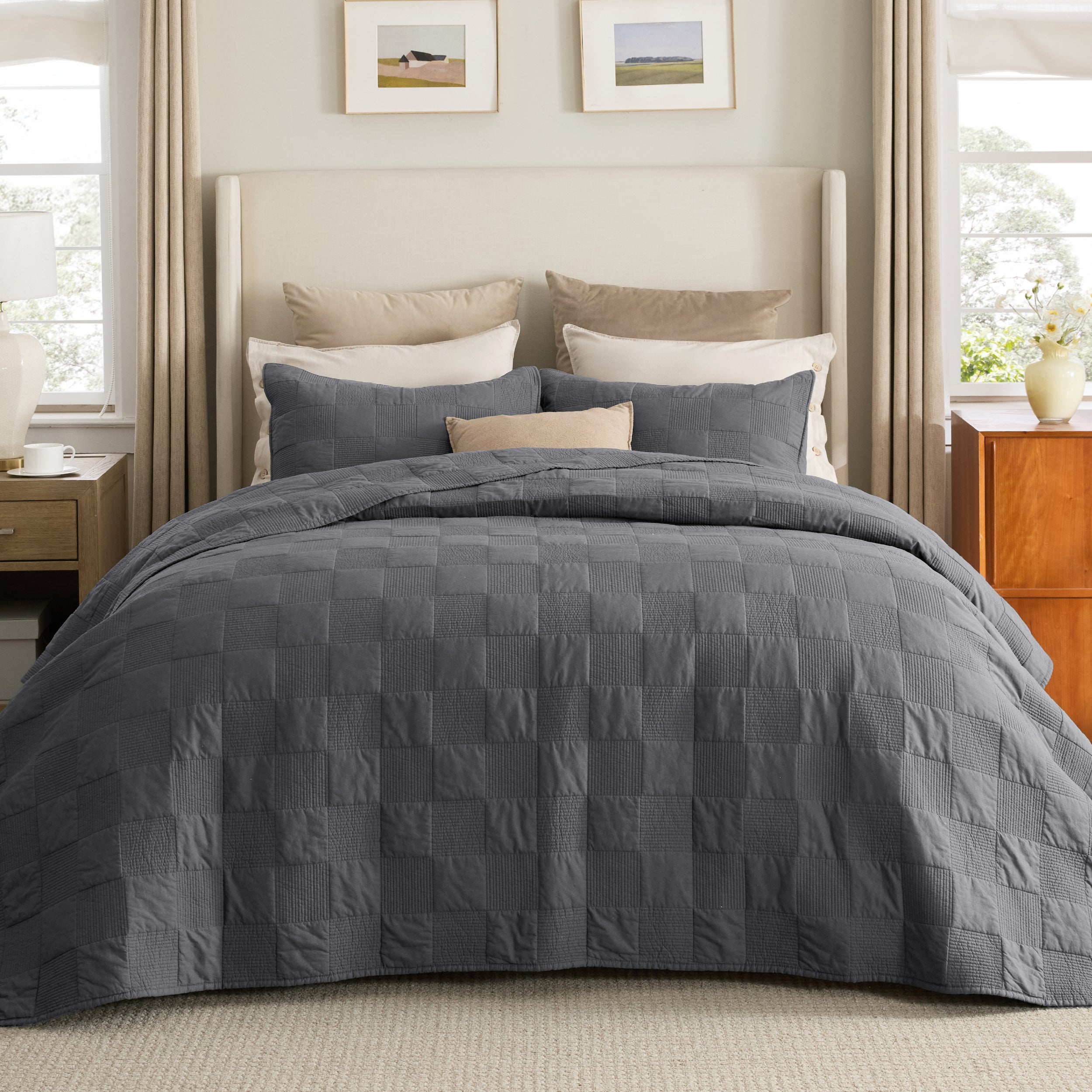 Cotton Checkered Quilted Set - Image 21