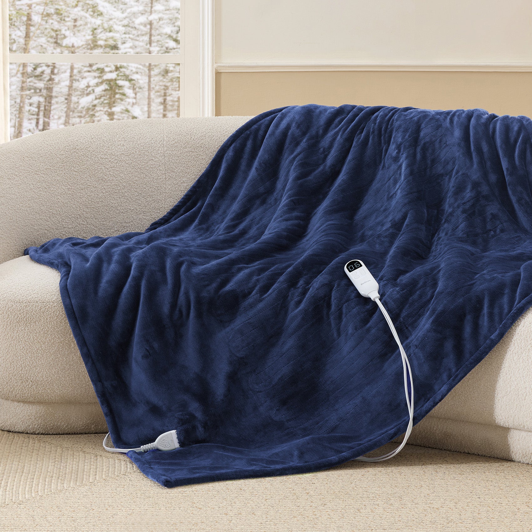 Solid Flannel Heated Blanket - Image 2