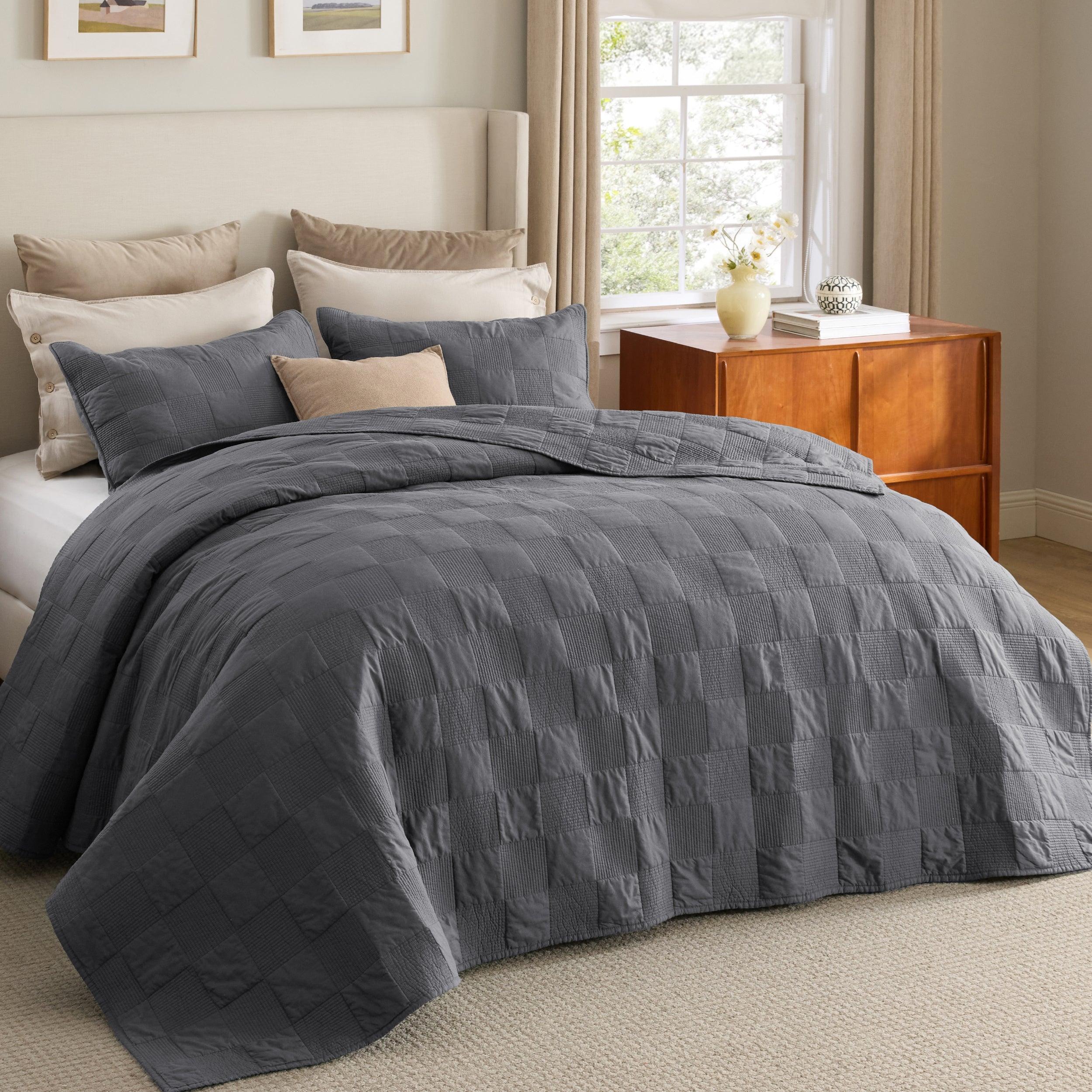 Cotton Checkered Quilted Set - Image 22