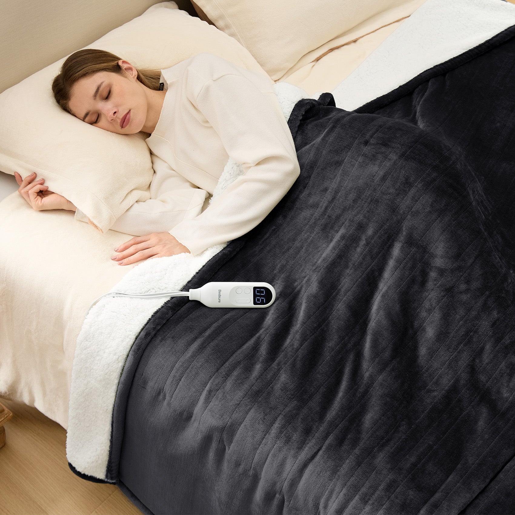 Solid Flannel Heated Blanket - Image 11