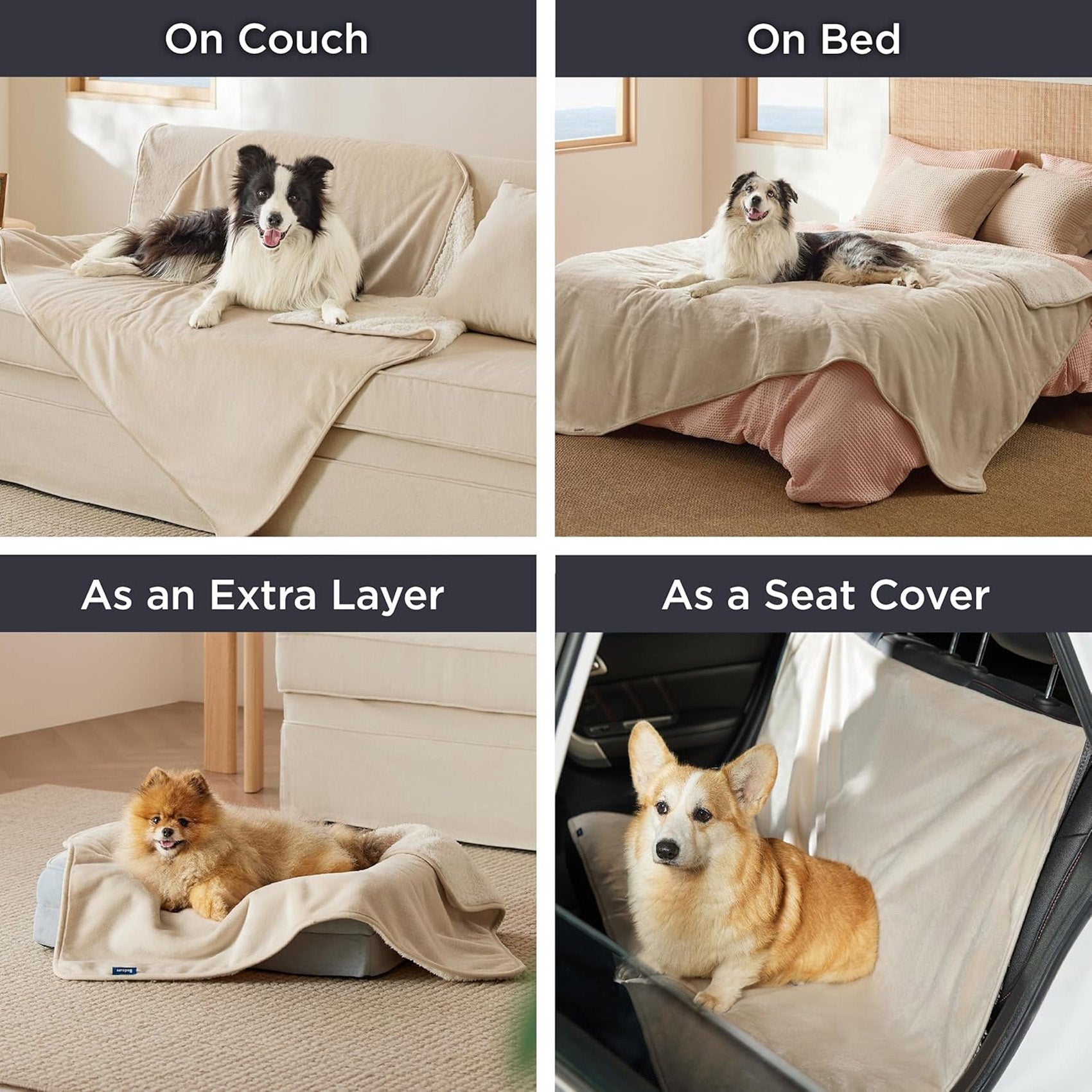 Reversible Sherpa and Microfiber Fleece Dog Blanket - Image 5