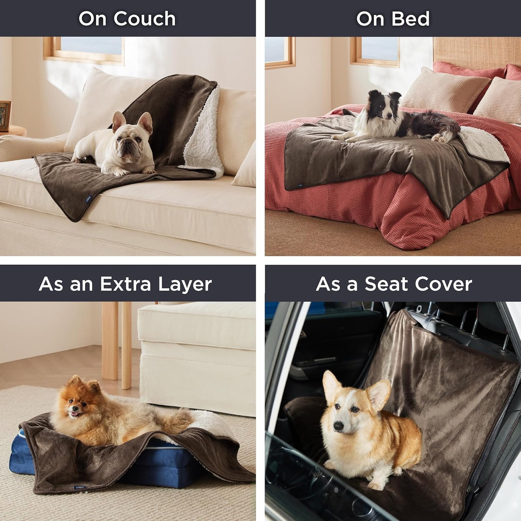 Reversible Sherpa and Microfiber Fleece Dog Blanket - Image 30