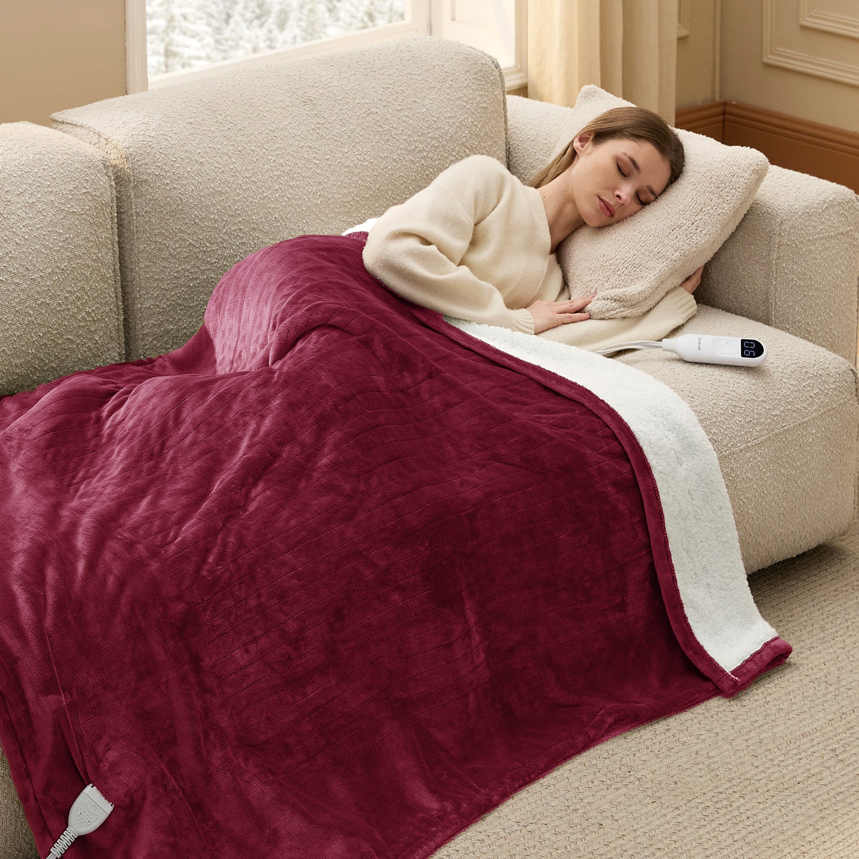 Solid Flannel Heated Blanket - Image 21