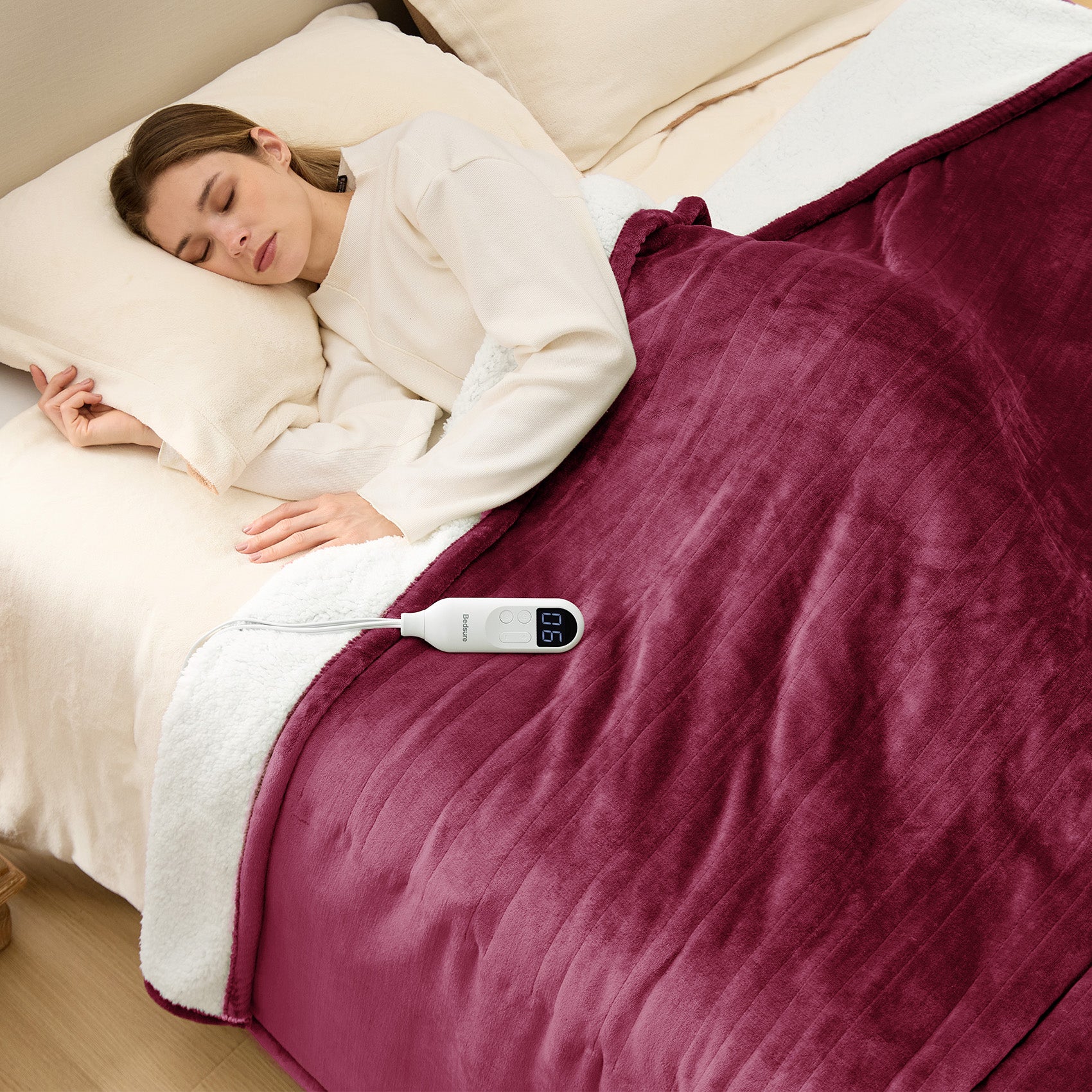 Solid Flannel Heated Blanket - Image 23