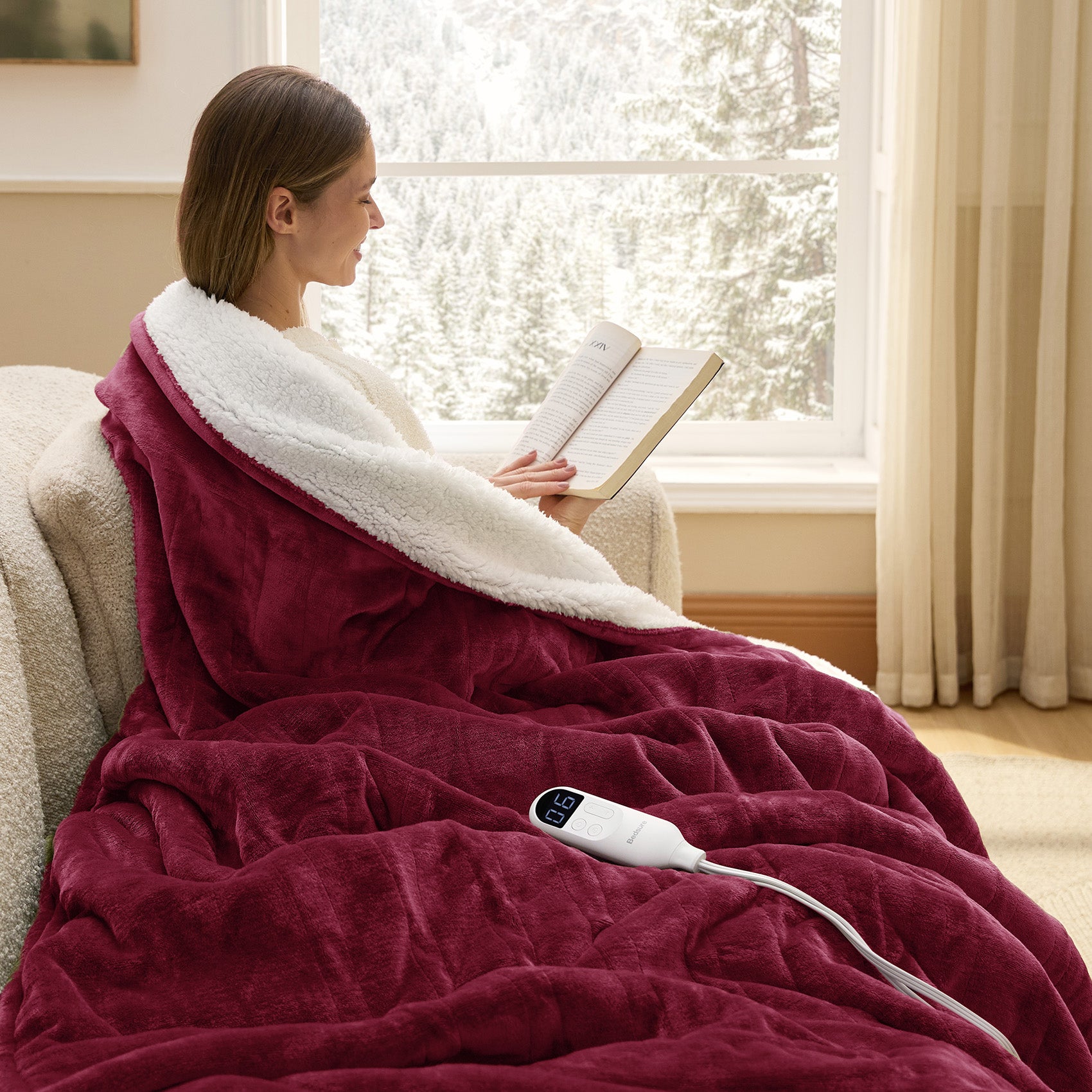 Solid Flannel Heated Blanket - Image 24
