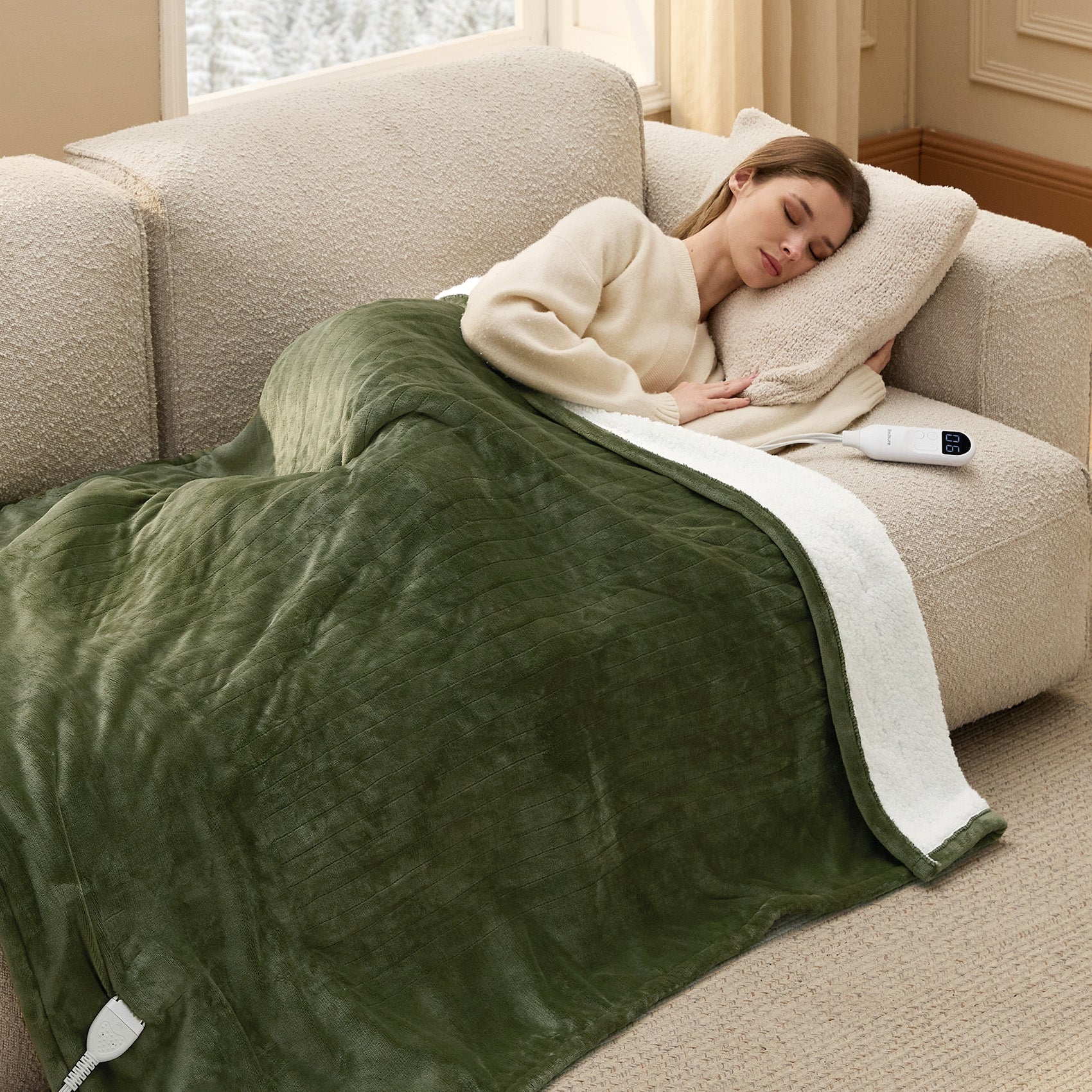 Solid Flannel Heated Blanket - Image 27