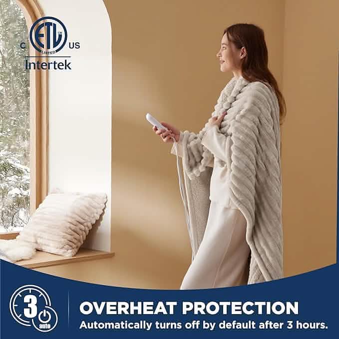 Striped Flannel Heated Blanket - Image 19