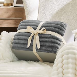 Jacquard Stripes Shaggy Sherpa Blanket