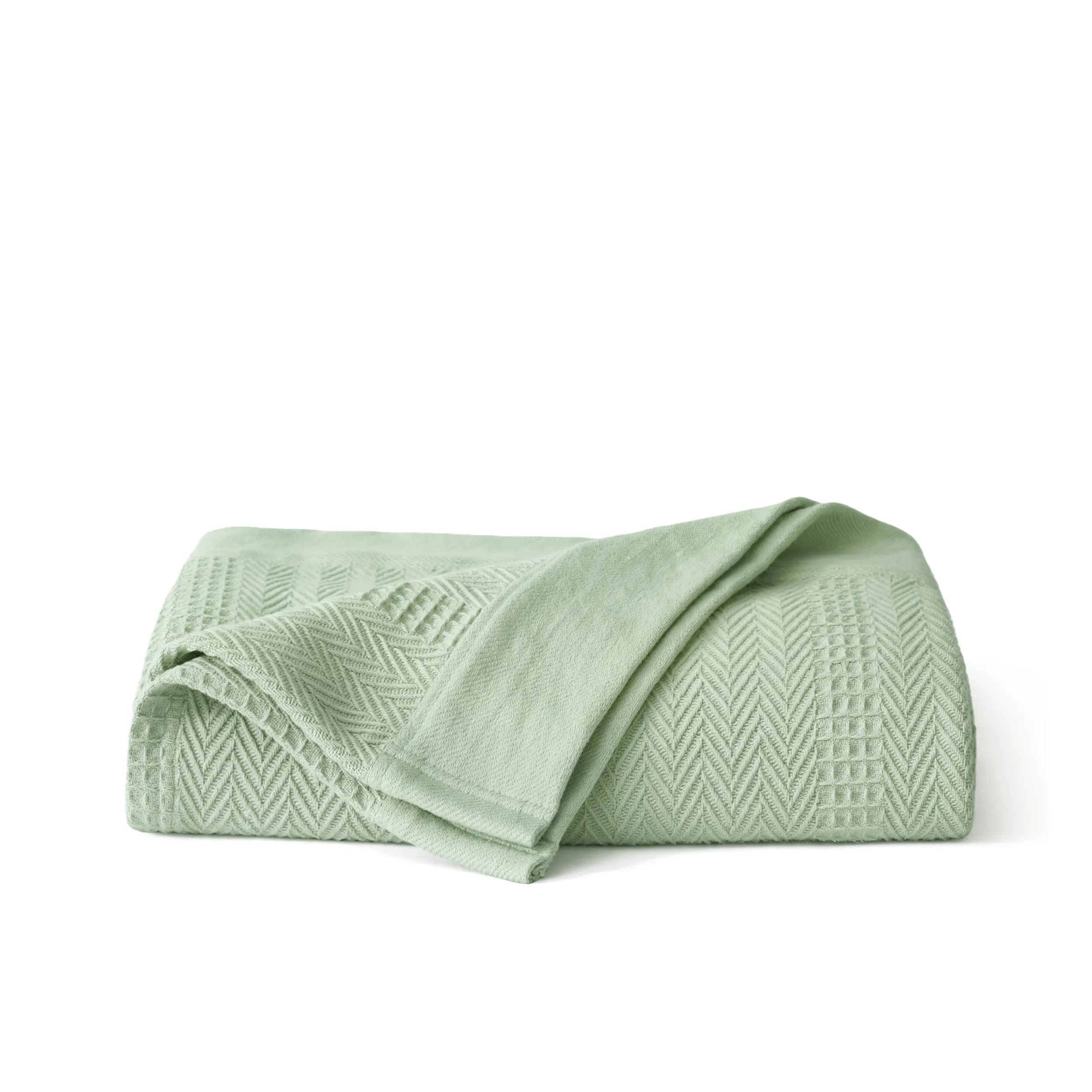 PureWoven Organic Cotton Waffle Herringbone Blanket