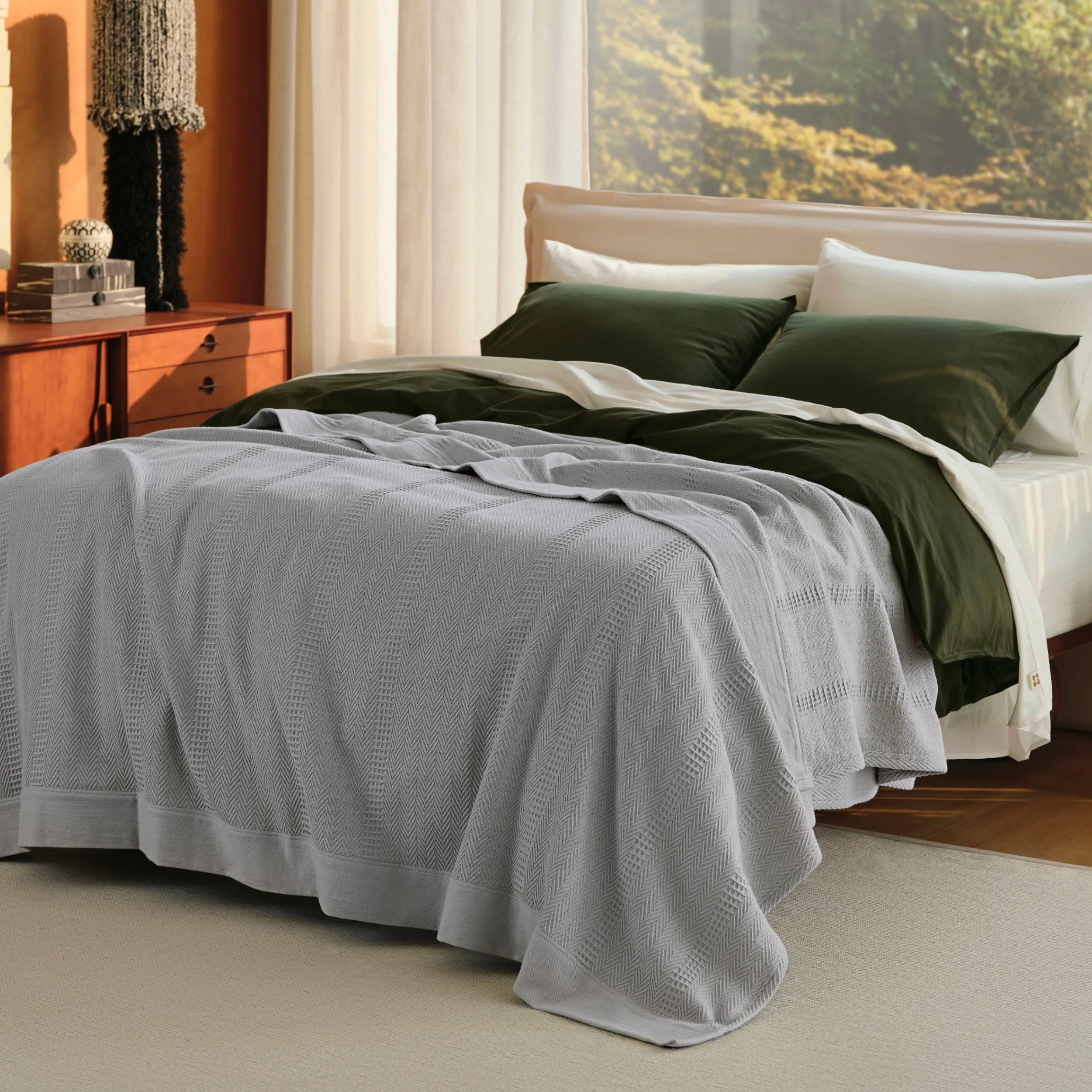 PureWoven Organic Cotton Waffle Herringbone Blanket - Image 20