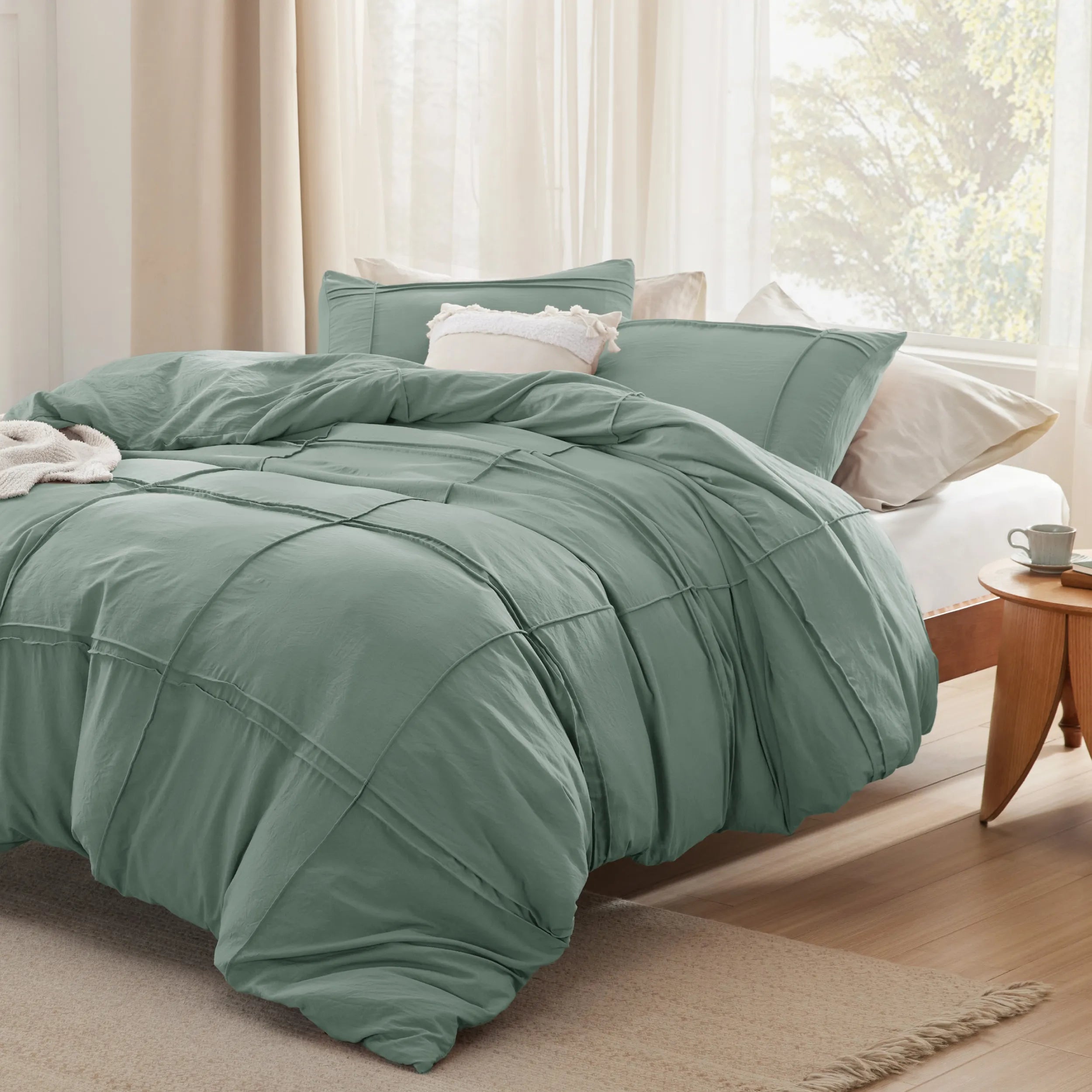 Striped Tufted Embroidery Duvet Cover Set - Image 25