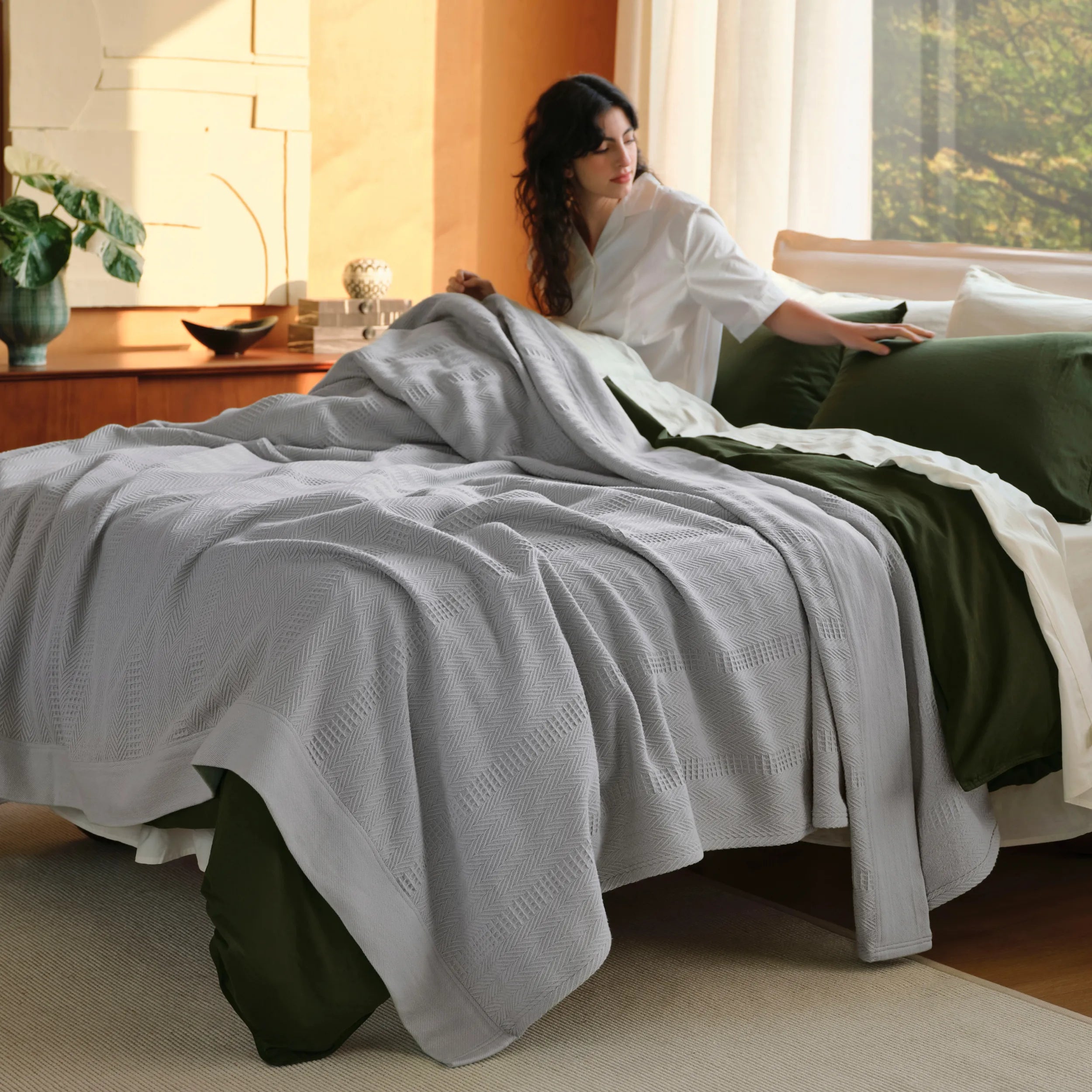 PureWoven Organic Cotton Waffle Herringbone Blanket - Image 21