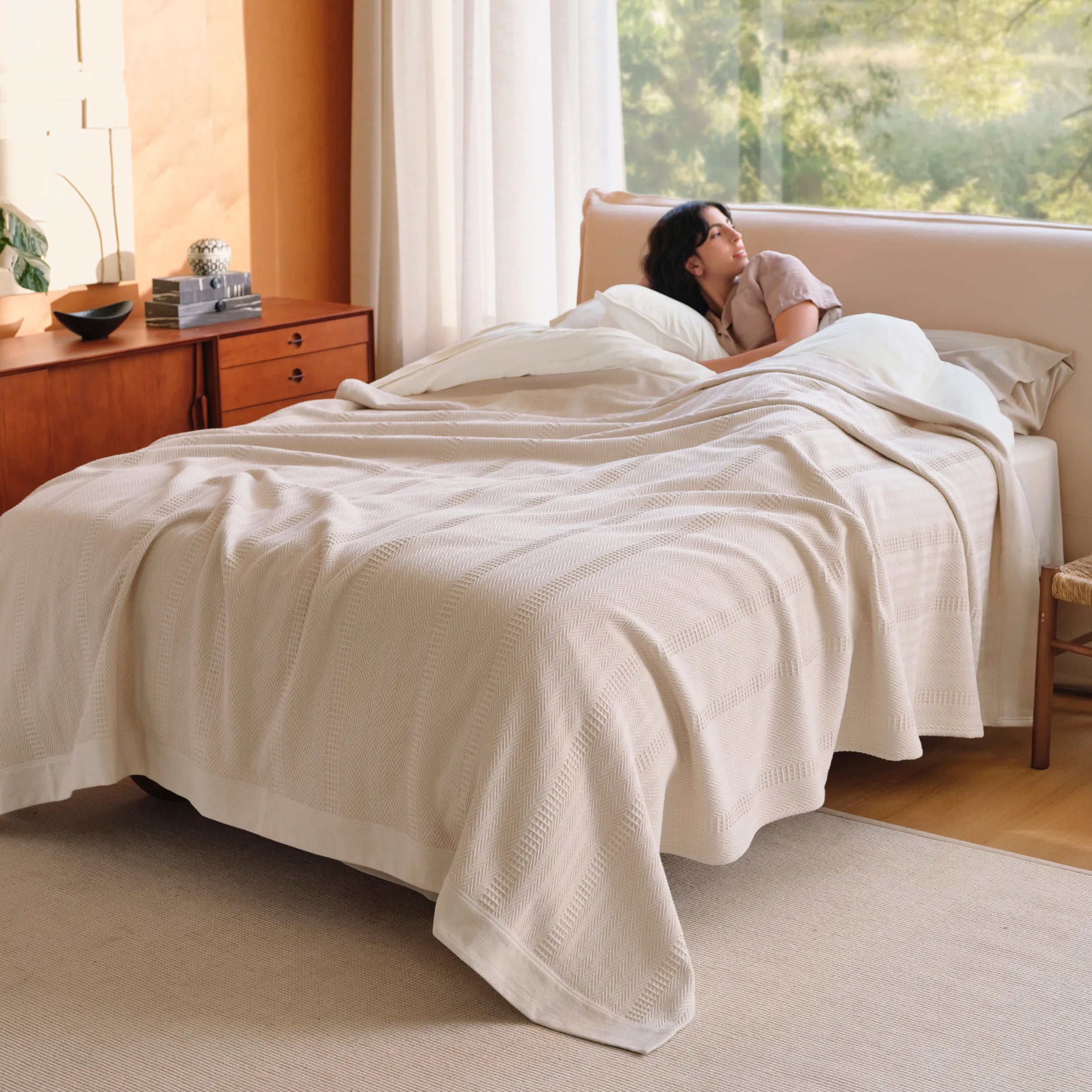 PureWoven Organic Cotton Waffle Herringbone Blanket - Image 16