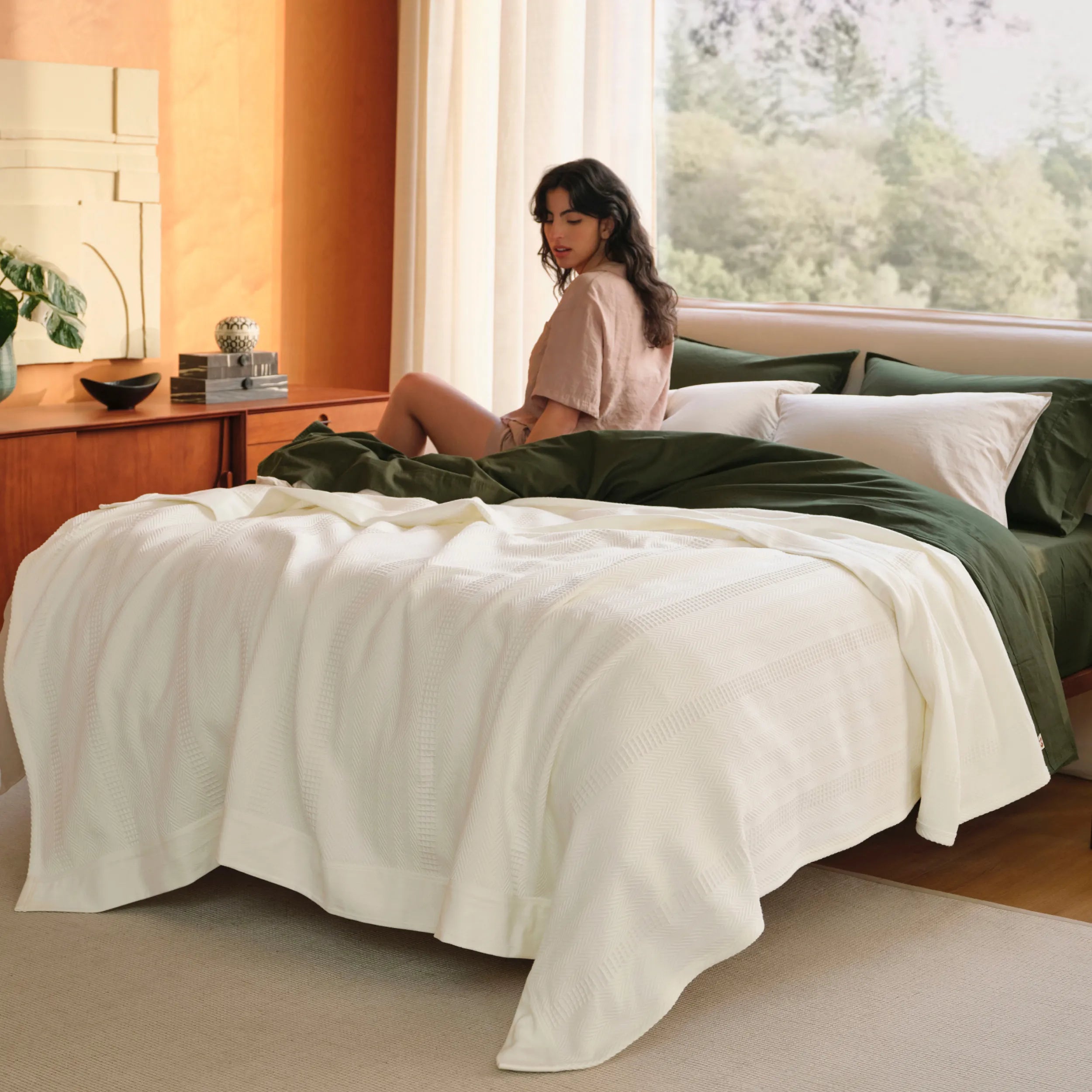 PureWoven Organic Cotton Waffle Herringbone Blanket - Image 10