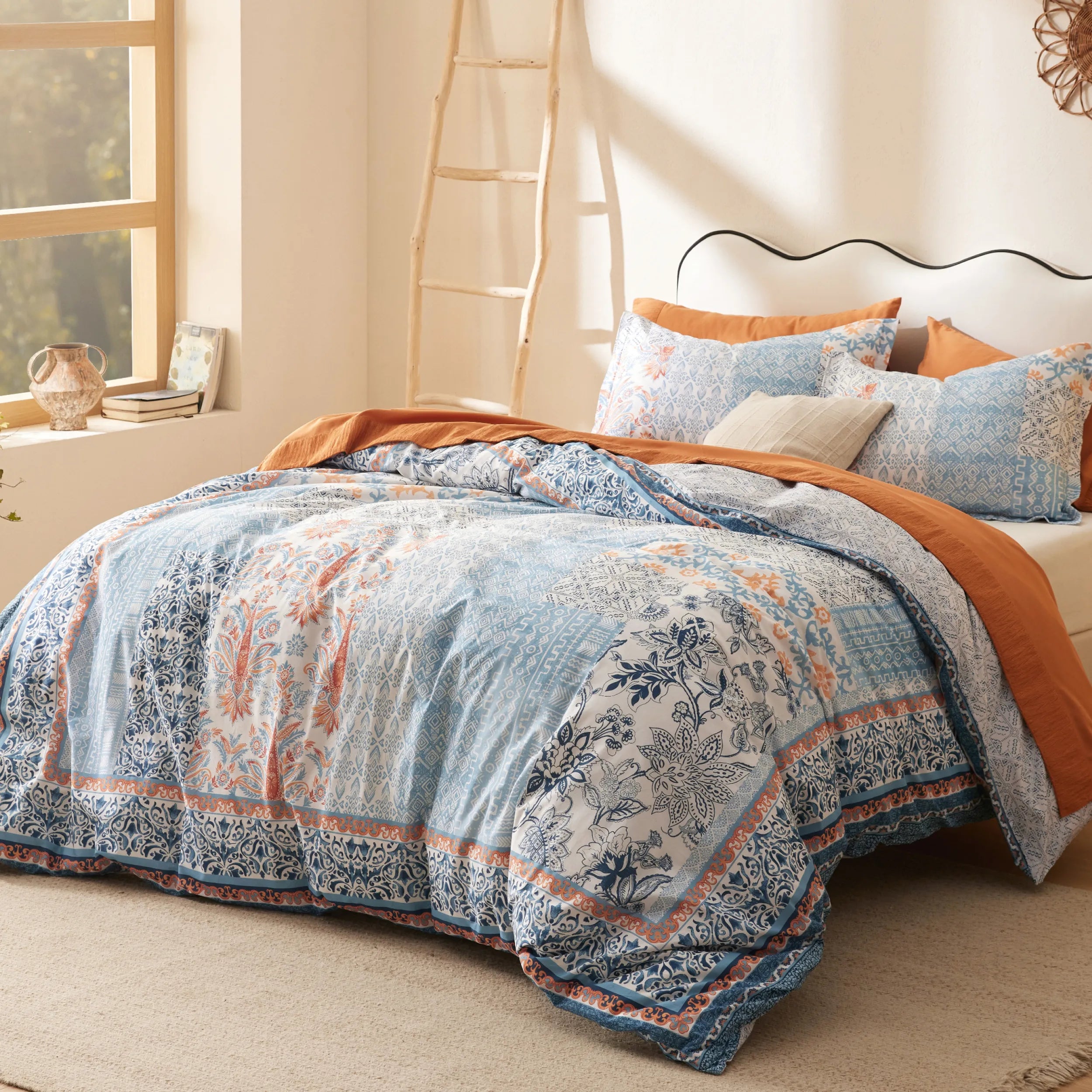 PureWoven 100% Cotton Patterned Duvet Cover Set - Image 4