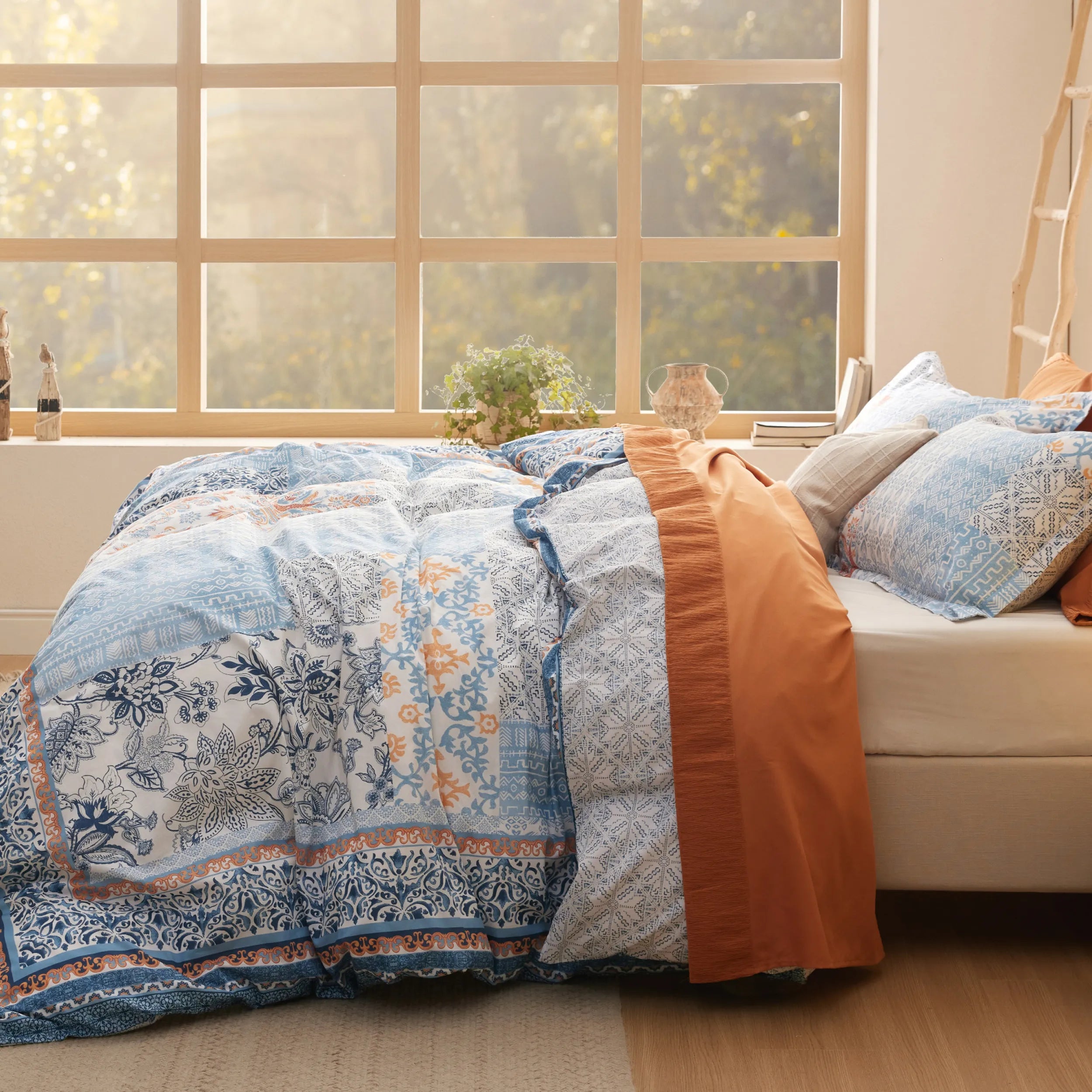 PureWoven 100% Cotton Patterned Duvet Cover Set - Image 5