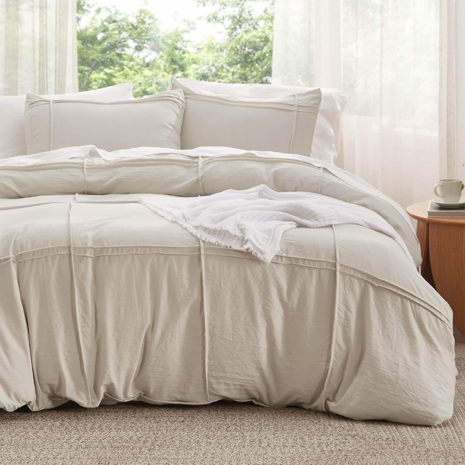 Striped Tufted Embroidery Duvet Cover Set - Image 8